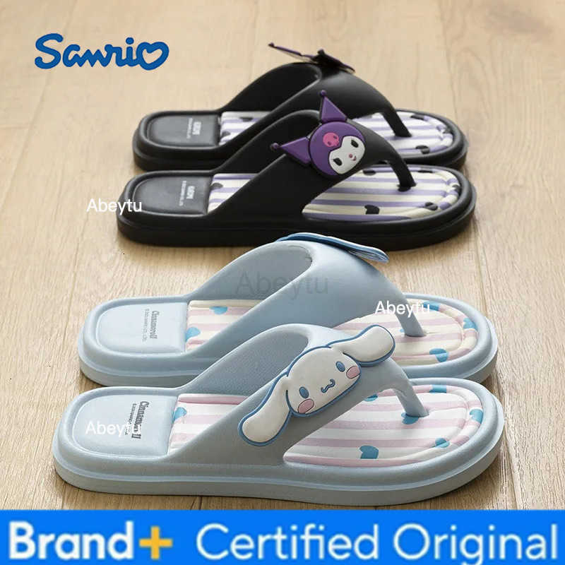 Sanrio Hello Kitty Flip Flop Girls Summer Outdoor Indoor Flat Sandals Kuromi My Melody Cartoon Beach Sandals Fashion Soft Sole H251230