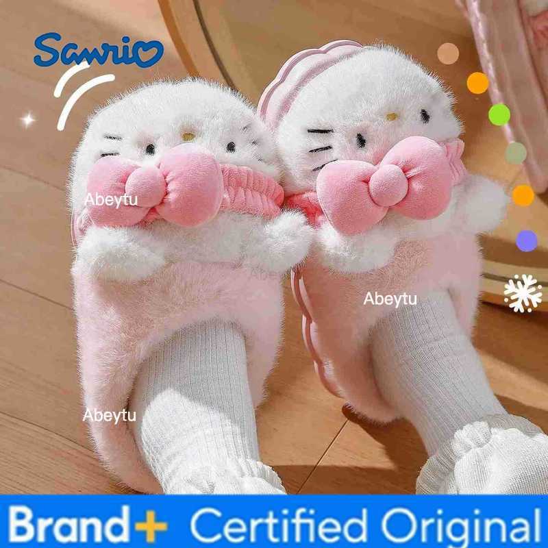 Sanrio Hello Kitty Shoes Cinnamoroll Womens Slippers Kuromi Plush Cartoon Cute Sweet Suitable Indoor Outdoor Winter Slippers Hot H251230