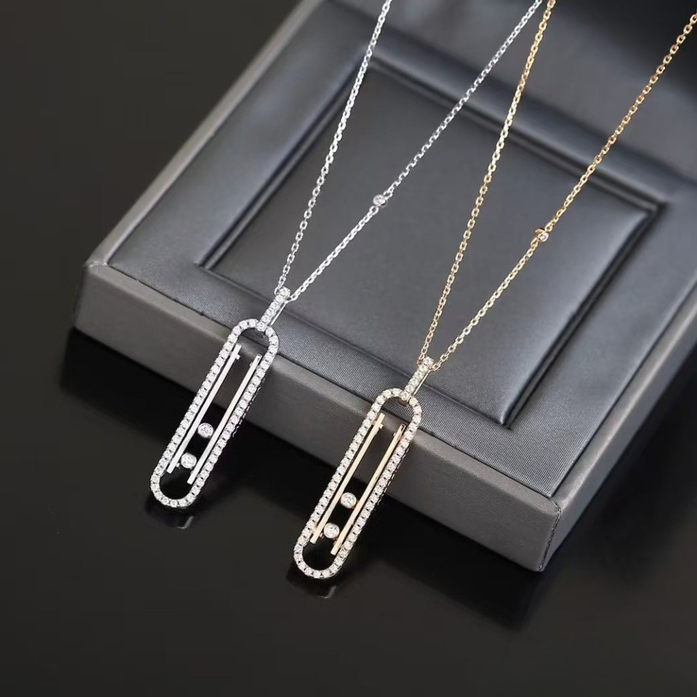 new classic designer style necklace with three diamonds adjustable sliding chain womens european and american fashion pendant daily wear accessory luxury jewelry