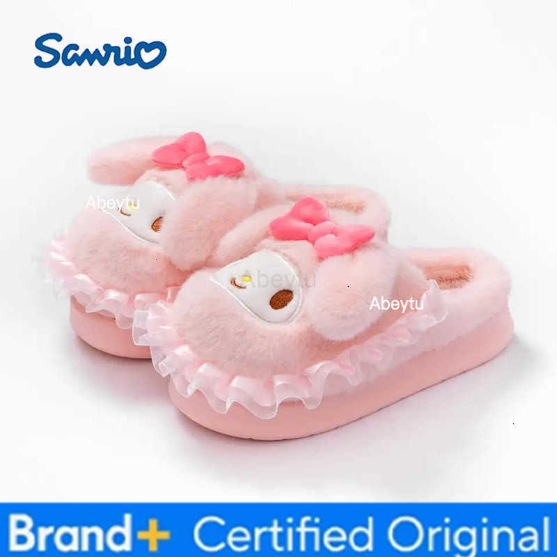 Sanrio Hello Kittys Girls Cotton Slippers Autumn Winter New Home Plush Doll Keep Warm Kawaii Cartoon Anime Figure Cute Home Shoes H251230