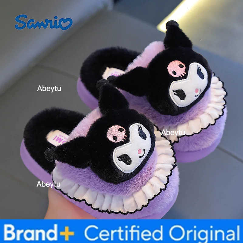 Sanrio Anime My Melody Autumn/winter Hello Kitty Cotton Slippers Cinnamoroll Cartoon Flat Plush Slippers Kuromi Warm Slippers Gift H251230
