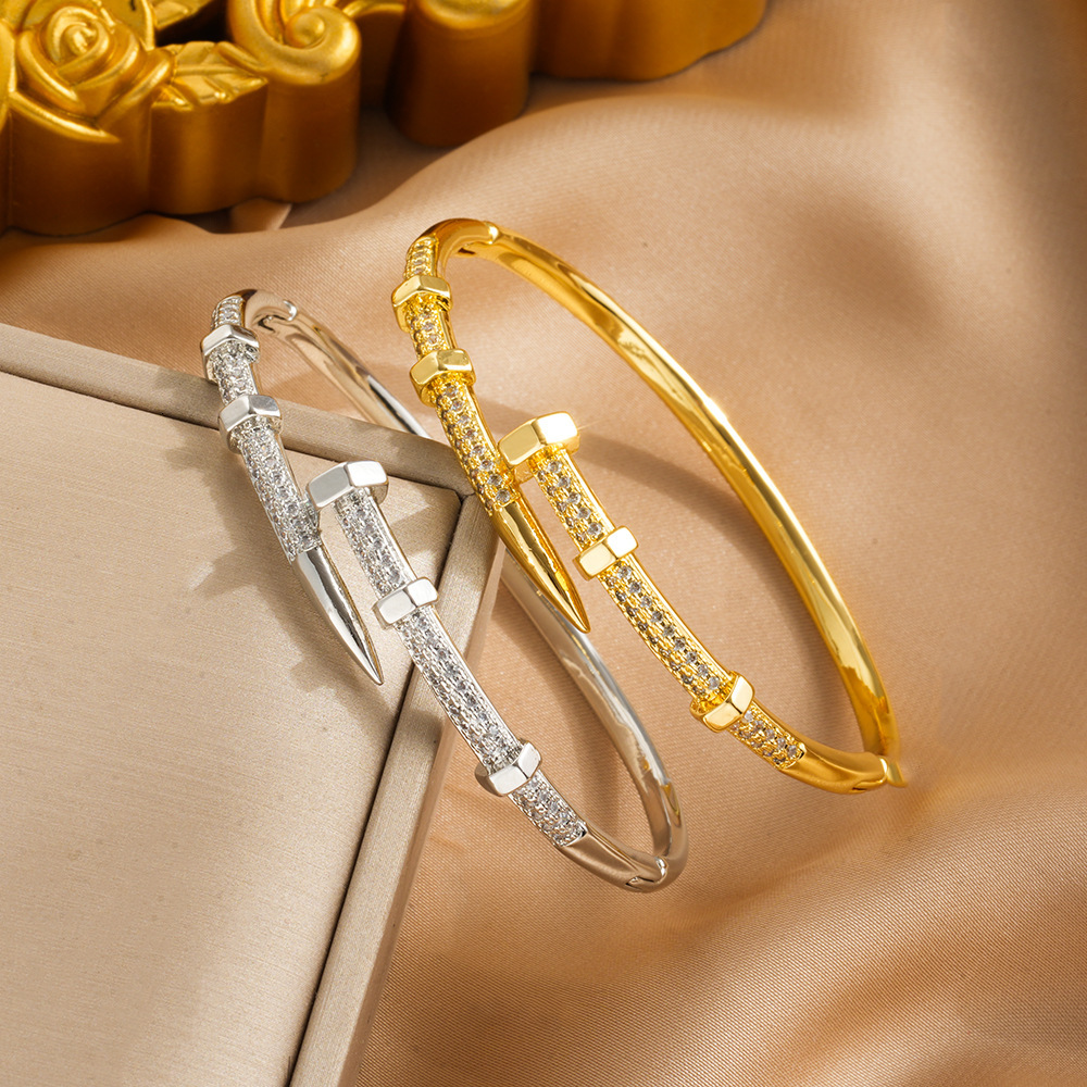 Luxury Brand Designer Jewelry 2024 Hot Selling Kajia Nail Bracelet With Zircon Inlay For Women, Korean Fashion Versatile Full Diamond Bracelet Jewelry