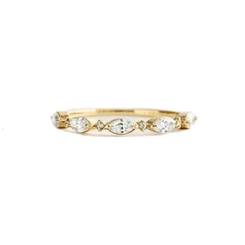 Huitan Elegant Thin Marquise Round CZ Finger Rings for Women Temperament Graceful Accessories Chic Eternal Wedding Band Jewelry