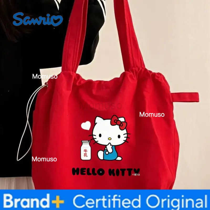 Sanrio Storage Bag Hellokitty Student Girl Campus Adult Kawaii Canvas Bag High-Capacity Outdoors Travel Portable Shopping Bag H251230