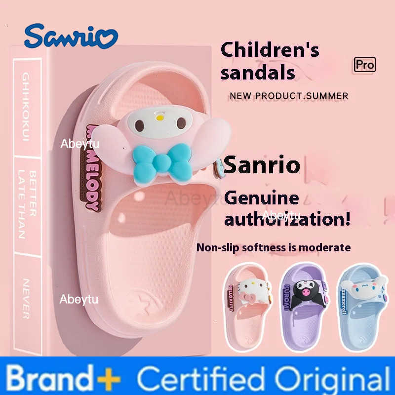 Sanrio New Summer Cute Sandals Aged 3-7 Childrens Non-Slip Closed-toe Slippers Baby Boys Girls Outdoors Garden Shoes H251230