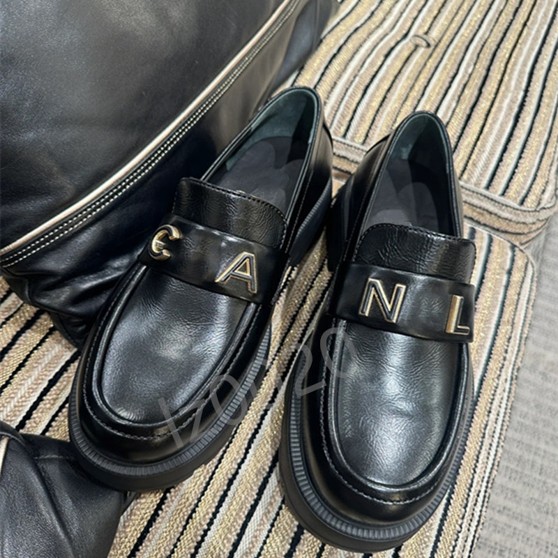 Designer shoes luxury women's Loafers platform letter small leather shoes fashion comfortable non slip casual shoes women's fashion shoes high quality c-c dress shoes
