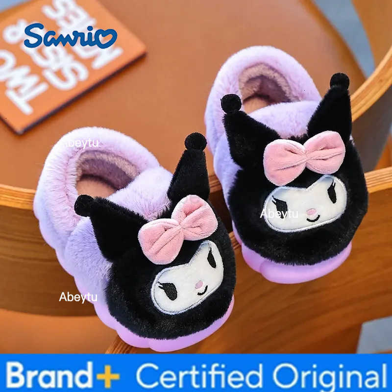 Sanrio 2025 Hello Kitty Autumn/Winter Cotton Slippers Cover Heel Cute Flat Plush Slippers Autumn Anime Peripheral Christmas Gift H251230