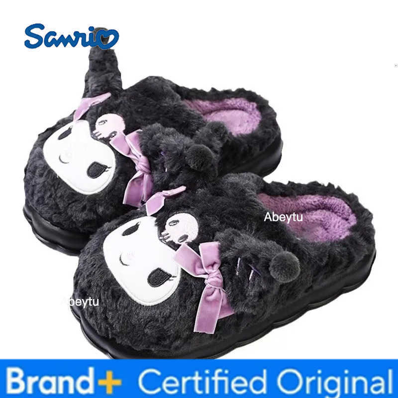 Sanrio Kuromi Cotton Slippers for Womens Autumn Winter Cinnamoroll Hello Kittys Home Anti Slip Cute Cartoon Cotton Shoes Thickened H251230