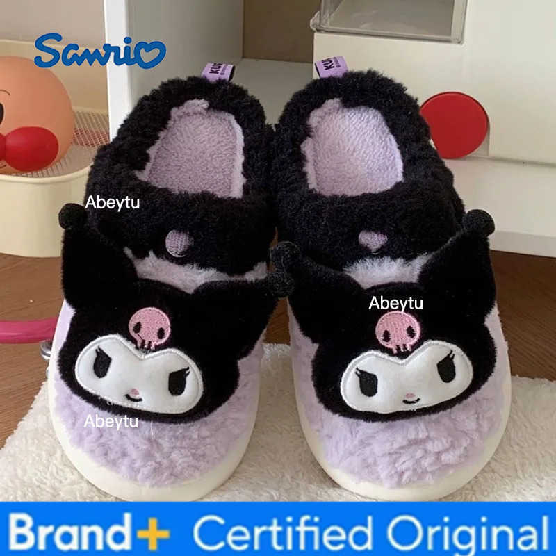 Sanrio New Hello Kitty Kuromi My Melody Creative Cotton Slippers High-Value Anime Couple Indoor Non-Slip Warm Soft-Soled Shoes H251230