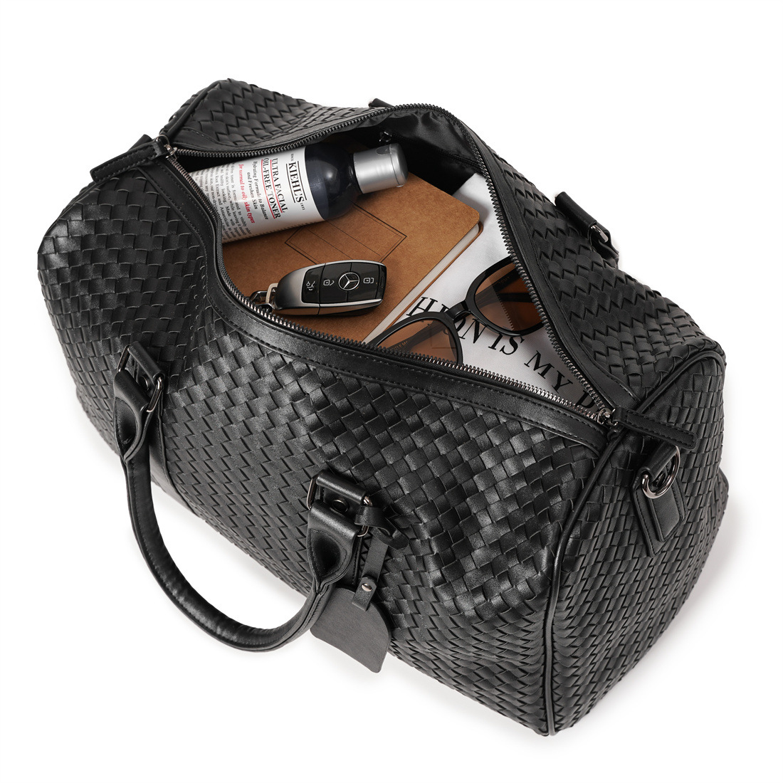 2025 new Hand-woven Korean-style large-capacity travel bag casual short-distance handbag trendy gym bag single-shoulder crossbody bag big bag