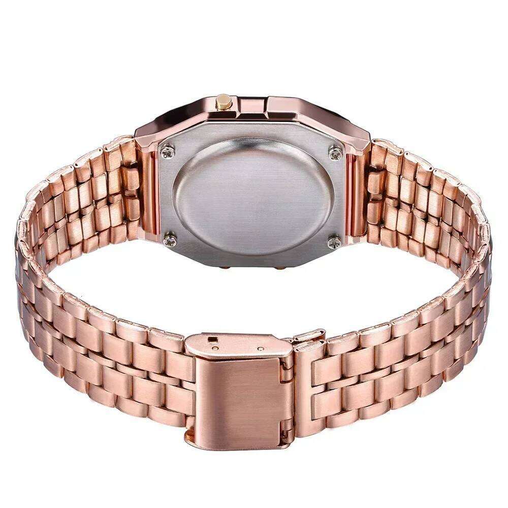 Retro Square Electronic Watches Digital Display Women Men Watch Rose Gold Silver Luxury Ladies Wristwatches Relojes Para Mujer 25M1230