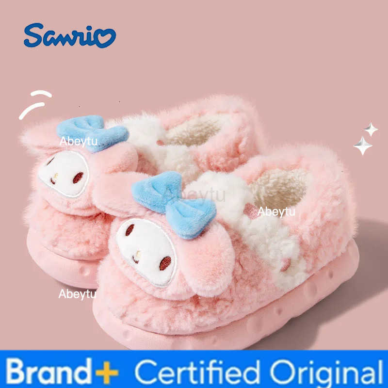 Sanrio Cinnamoroll Kuromi Winter Cartoon Child Cotton Shoes Girl Cute Plush Thicken Non-Slip Keep Warm Indoor Slippers Birthday Gift H251230