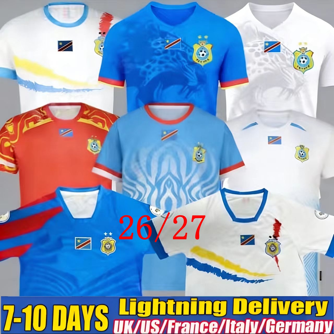 25 26 congo jersey of Congo Season Jersey 2025 Africa Cup of Nations Men's Adult and Children's Football Jerseys with Customized Number Printing