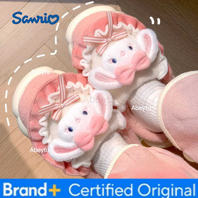 Sanrio Kids Slippers House Shoes Cartoon Slippers Winter Shoes For Girls Anti-slip Soft Bottom Warm Pink Blue Shoes Size 36-41 H251230