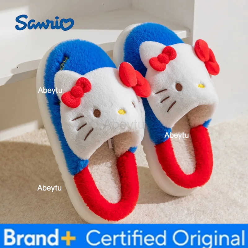 Sanrio KidsSlippers House Shoes Cotton Cartoon Kuromi Winter Shoes For Girls Warm Anti-slip Soft Bottom Blue Pink Shoes Size 28-41 H251230