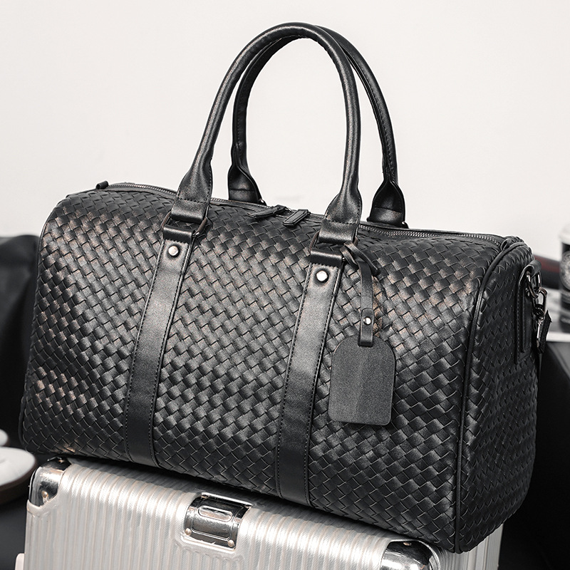 2025 new Hand-woven Korean-style large-capacity travel bag casual short-distance handbag trendy gym bag single-shoulder crossbody bag big bag