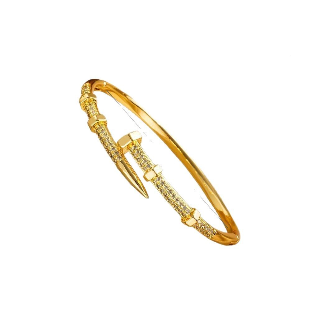 Luxury Brand Designer Jewelry 2024 Hot Selling Kajia Nail Bracelet With Zircon Inlay For Women, Korean Fashion Versatile Full Diamond Bracelet Jewelry