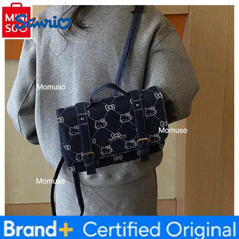 Sanrio 2025 Fashion Retro Cowboy New Cartoon Hello Kitty Backpack Womens Versatile Large Capacity Storage Shoulder Bag H251230