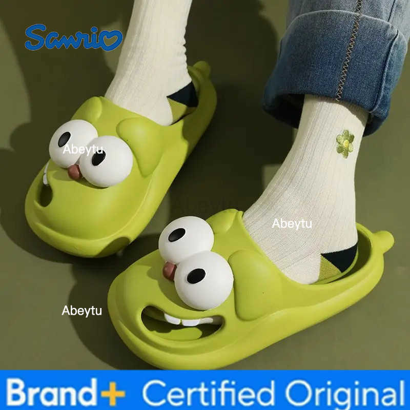 Sanrio Tongue Kiss Slippers Big Eye Dog SlippersCute Funny Big Eye Dog Fun Cartoon Package Head Eva Slippers For Women H251230