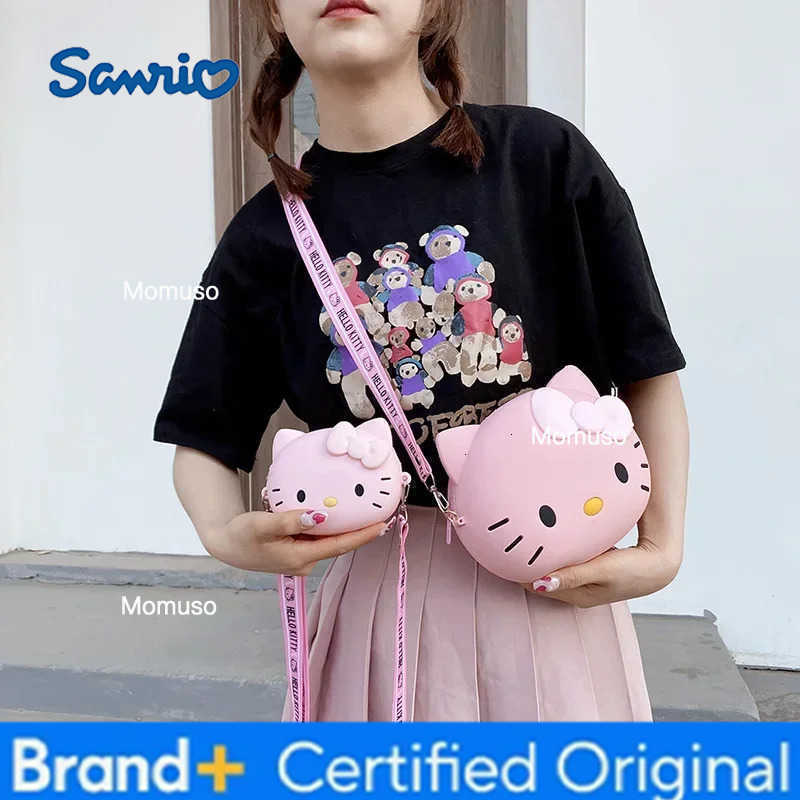 Sanrio Cute 12cm/20cm Hello Kitty Silicone Crossbody Bags Women Messenger Bag Shoulder Small Purse Phone Bag Girlfriend Gift H251230