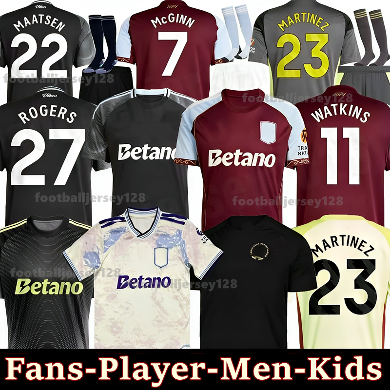 Aston Villashirt 25 26 ROGERS BAILEY MALEN Soccer Jersey 150th Home Away Third 2025 2026 McGINN ONANA WATKINS KONSA MARTINEZ BUENDIA Men Kid Kit Football Shirt top Set