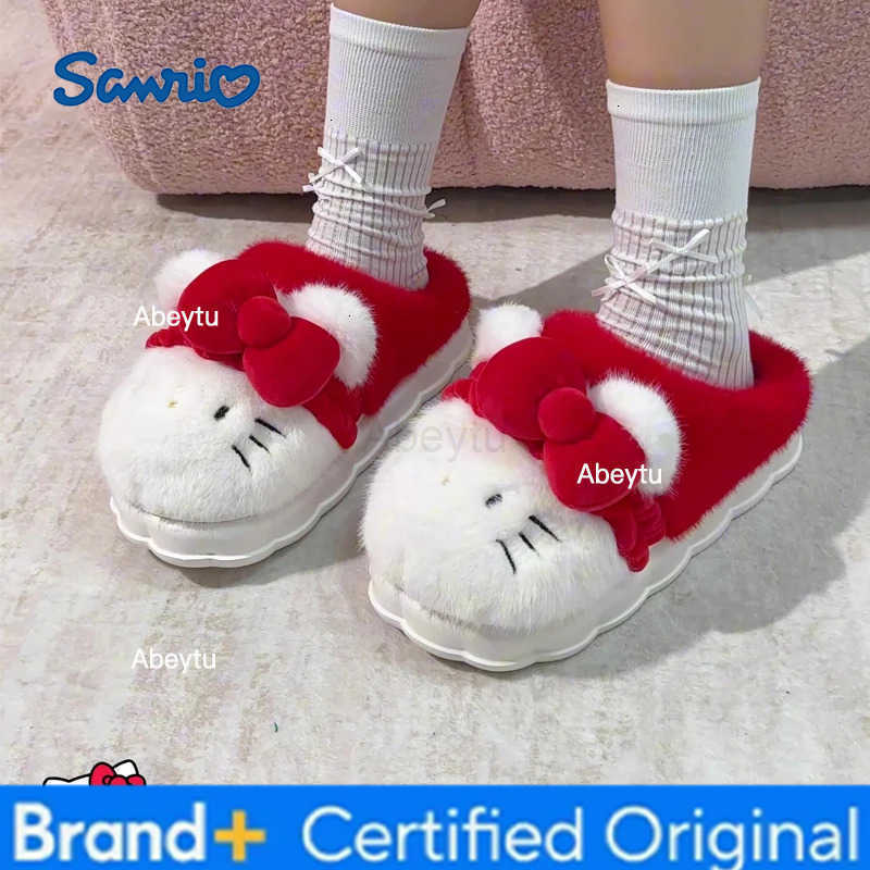Sanrio Hello Kittys Parent-Child Cotton Slippers Autumn Winter Sanrios Kuromi Kawaii Cartoon Keep Warm Velvet Thick Sole Home Shoes H251230
