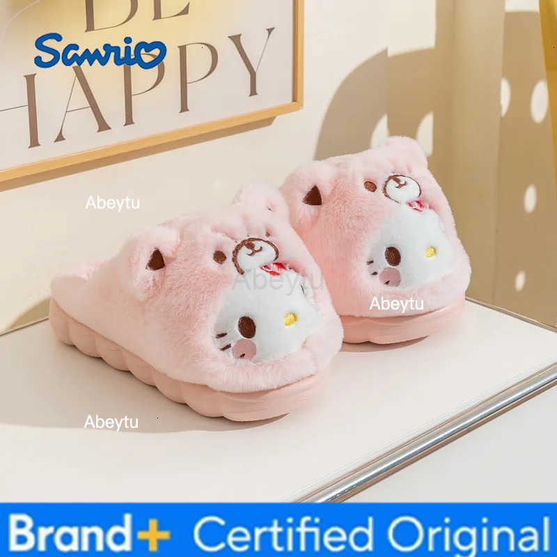 Sanrio Cute Cartoon Kawaii Sanrioed Kuromi My Melody Cinnamoroll Hello Kitty Pochacco Home Warming Autumn and Winter Girls Slippers H251230