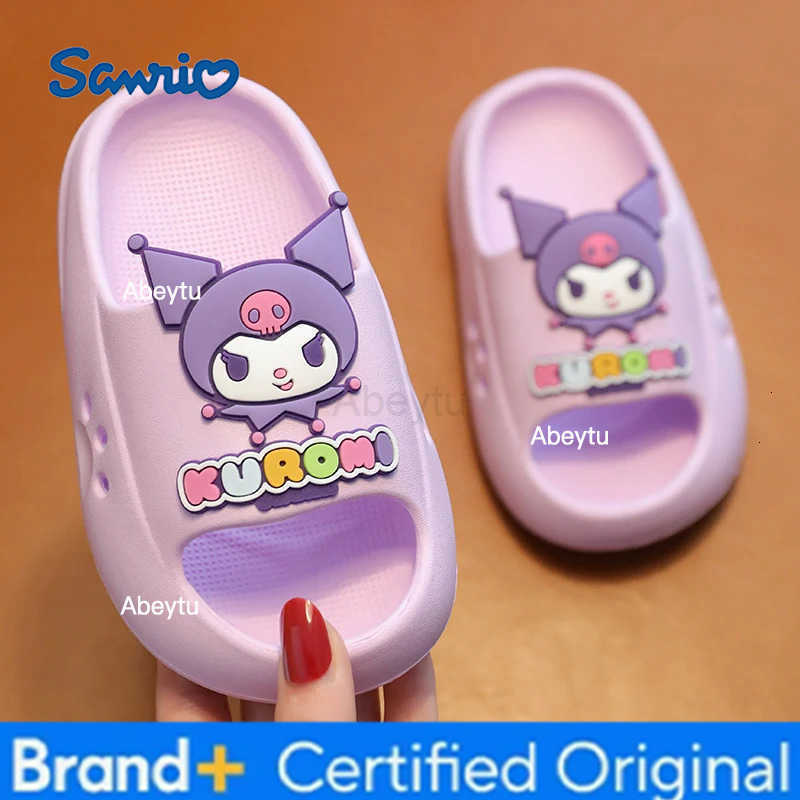 Sanrio Kuromi Childrens Slippers Cute Cartoon Girls Baby Shoes Children Non-slip Slippers Parent-Child Sandals Slippers Summer H251230