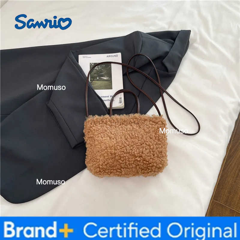 Sanrio Winter Hellokitty Kitten Plush Bag Womens New Fashionable Cute Handbag Lambswool Crossbody Bag H251230