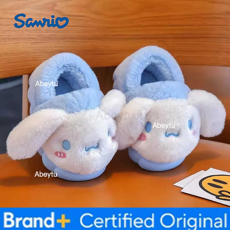 Sanrio 2025 Hello Kitty Autumn/Winter Cotton Slippers Cover Heel Cute Flat Plush Slippers Autumn Anime Peripheral Christmas Gift H251230