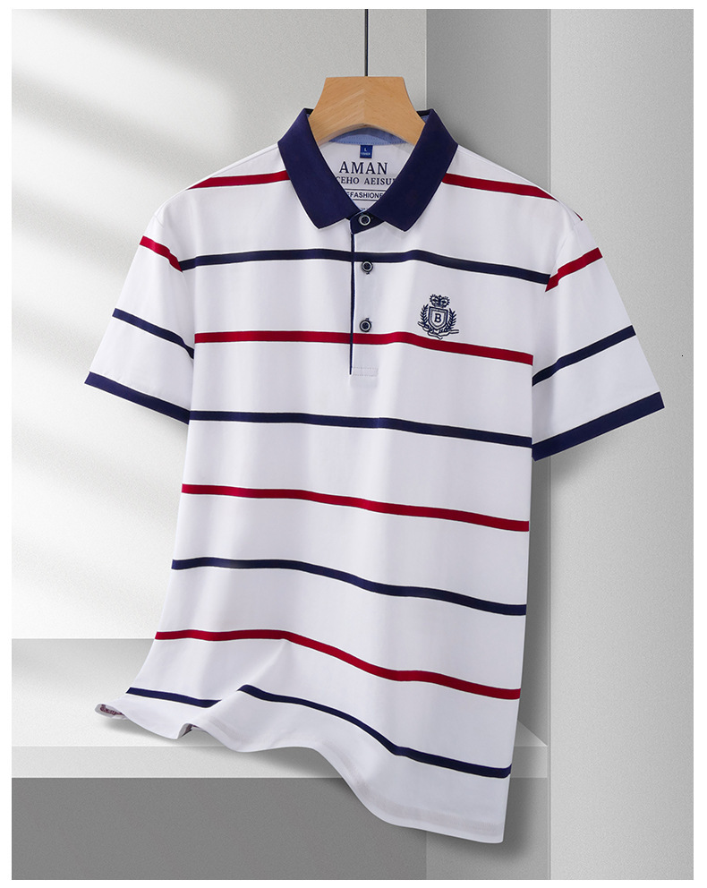 Brand New Designer T-shirt Outdoor Classic Striped Short Sleeved Summer New Item Lapel Short T Shirt Basic Business Polo Shirt Apparel Fashion Tops