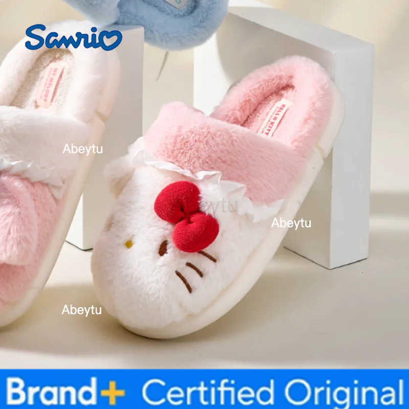 Sanrio Kids Slippers House Shoes Cartoon Hello Kitty Winter Shoes For Girls Warm Anti-slip Soft Bottom Pink Shoes Size 36-41 H251230