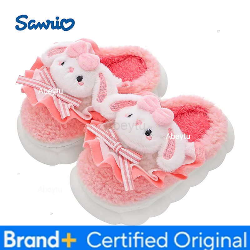 Sanrio New Winter Child Cotton Slippers Girl Cute Keep Warm Velvet Sanrios Anime Figure Soft Kawaii Cartoon Home Cotton Slippers H251230