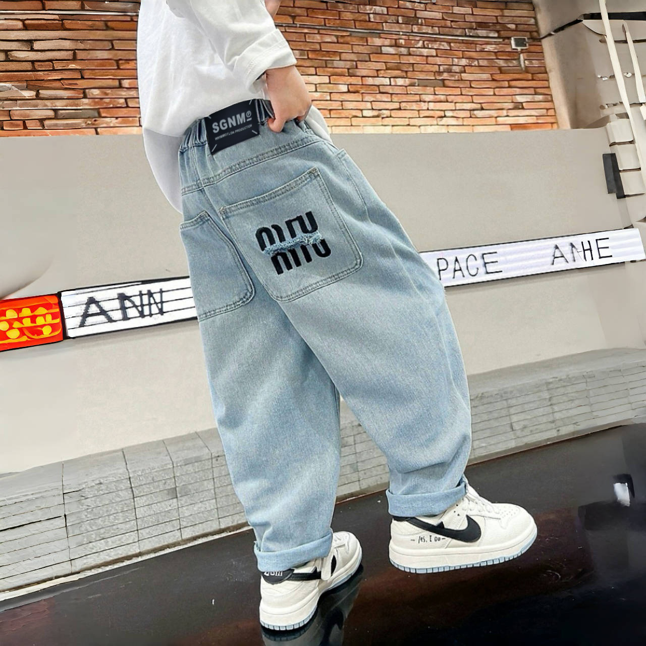 Boys' jeans summer thin casual versatile new pants mid size children's trendy trendy children's breathable pants