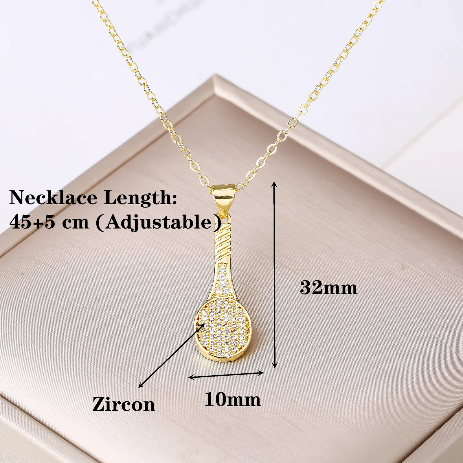 Fashion Baseball Tennis Racket Boxing Gloves Zircon Pendant Necklace for Men Women Sports Party Jewelry Birthday Gift 251230
