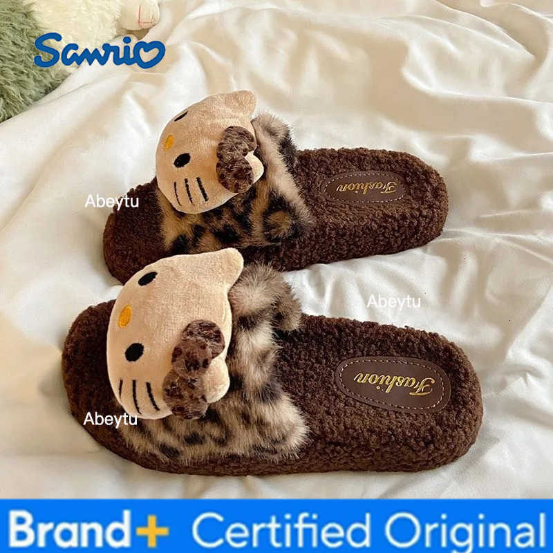 Sanrio Hello Kitty KT Cat Anime Plush Slippers for Ladies Kawaii Casual Fashion Indoor Outdoor Ladies Slippers Gift H251230