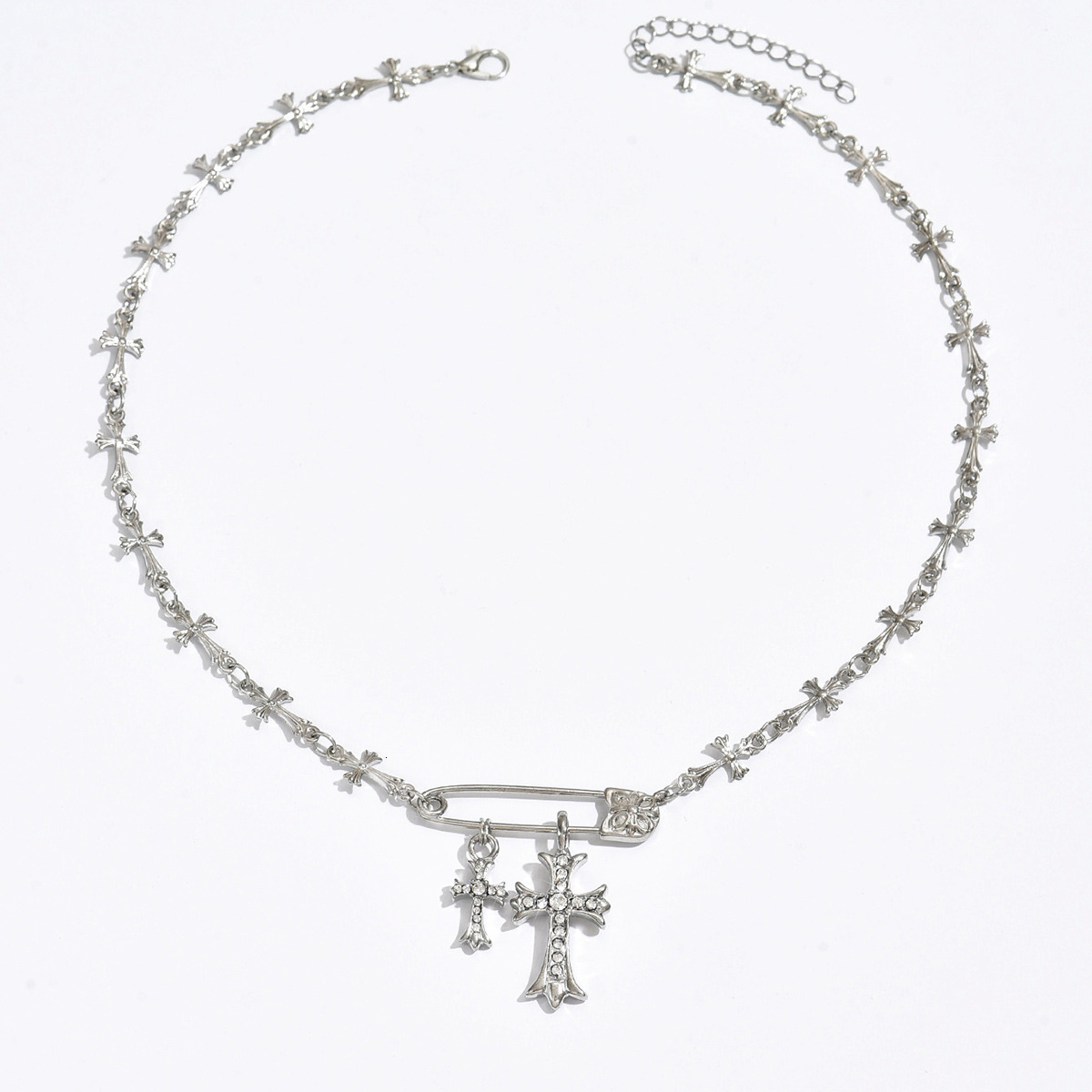 Luxury Brand Designer Jewelry European And American Unique Niche Cross Paperclip Pendant Necklace Hip-Hop Trend Cross Splicing Necklace For Women