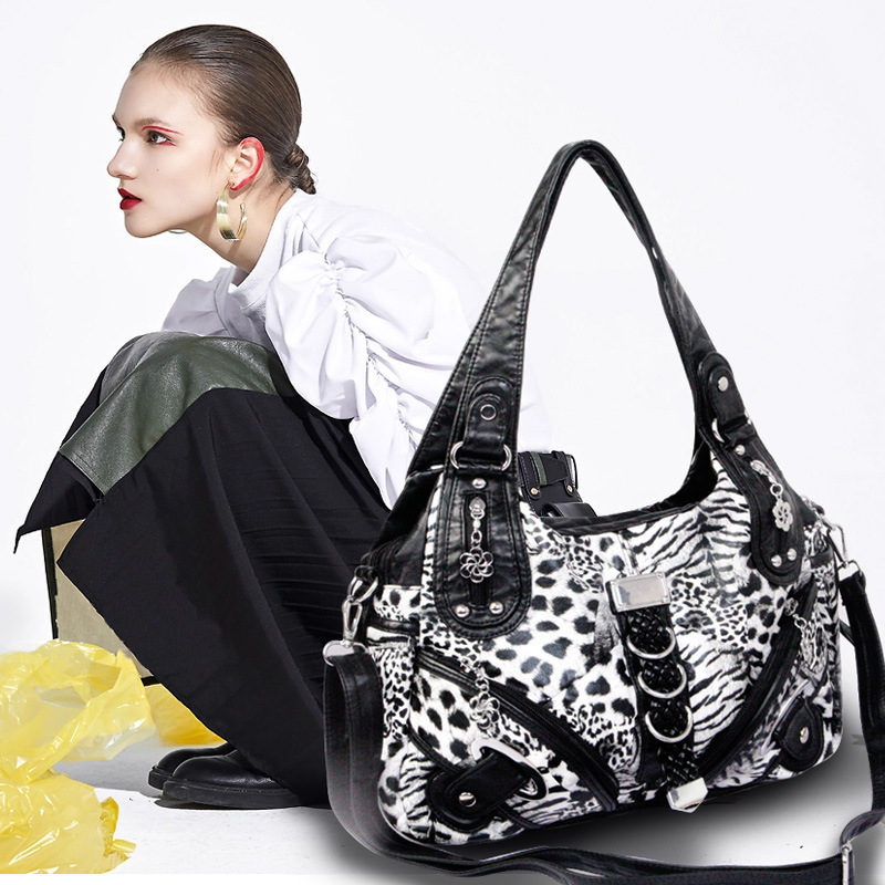 Angelkiss Women Handbags Leopard Bag Top-handle Handbag Fashion Satchel Dumpling Pack Shoulder Bag Tote Bag Hobos Large Purse 240718