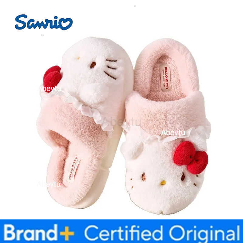 Sanrio Kids Slippers House Shoes Cartoon Hello Kitty Winter Shoes For Girls Warm Anti-slip Soft Bottom Pink Shoes Size 36-41 H251230