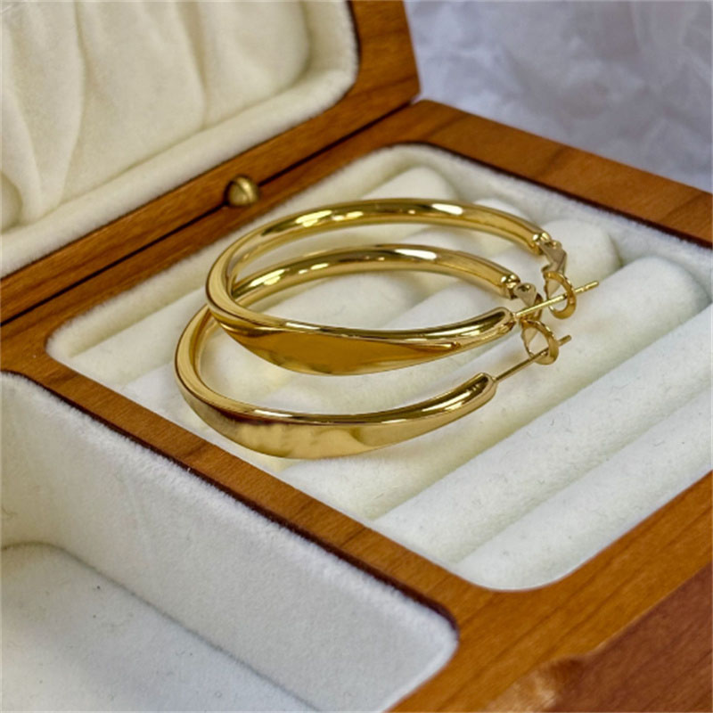 Gold Hoop Earrings for Women Hypoallergenic Hoop Earrings Stainless steel letter large circle Ear brace