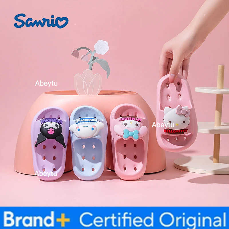 Sanrio Kuromi Cute Summer Kids Sandals Soft Slippers Indoor Outdoor Quick-Drying Cartoon Anime Sole Anti-Slip Girls Boys Gift H251230111