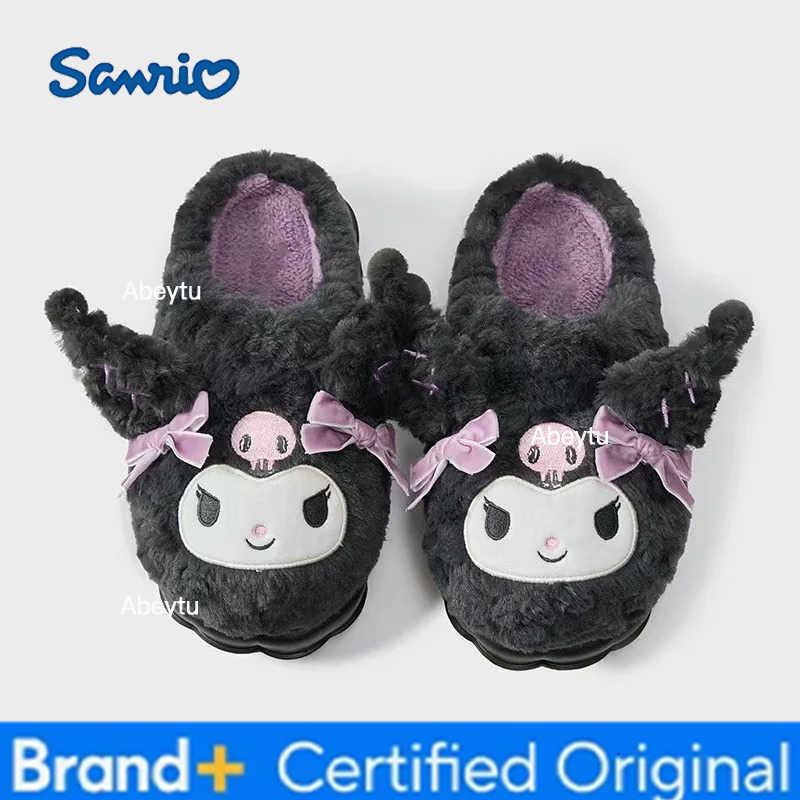 Sanrio Kuromi Cotton Slippers for Womens Autumn Winter Cinnamoroll Hello Kittys Home Anti Slip Cute Cartoon Cotton Shoes Thickened H251230