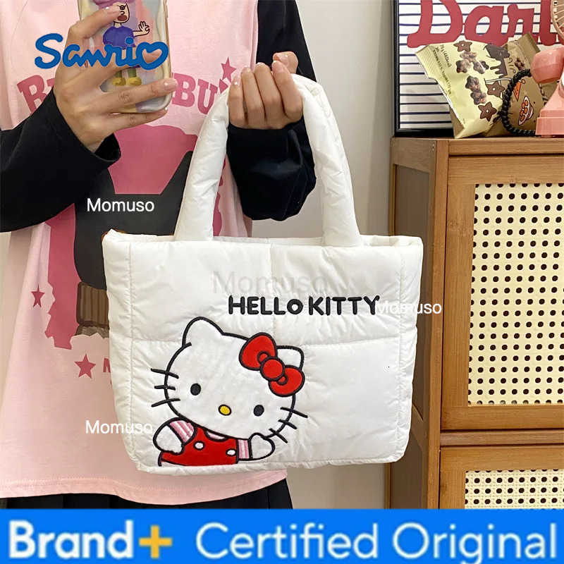 Sanrio Cinnamoroll Down Cloth Handbag Cartoon Cute Handbag Casual Autumn and Winter Fashion The Tote Bags Single Shoulder Bags H251230
