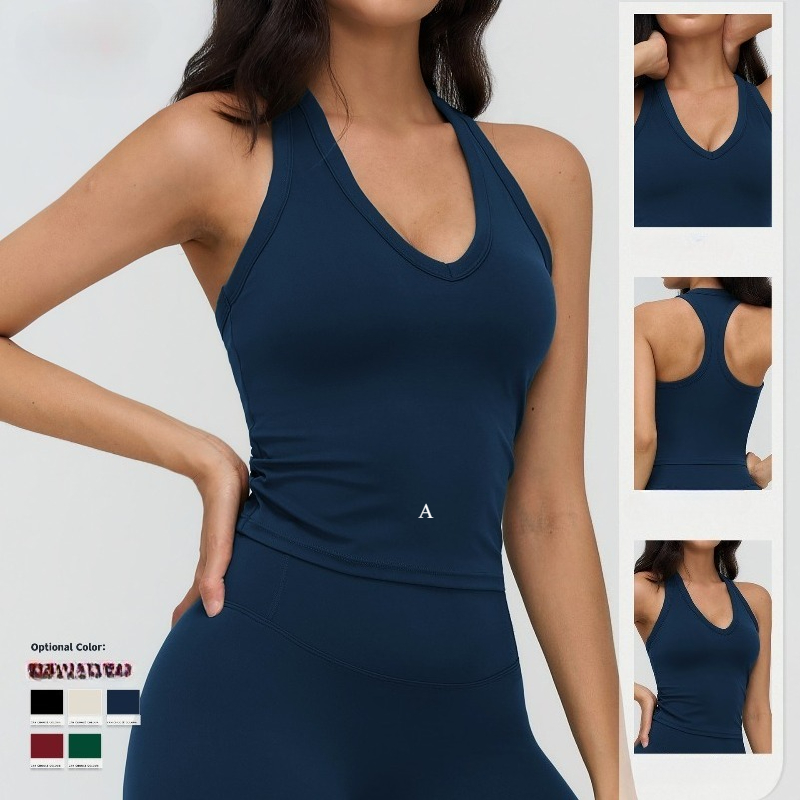 Yoga Tank Top Vest V-neck I-shaped Beauty Back Tight Sports Bras Outdoor Running Fitness Clothing Women's A9307