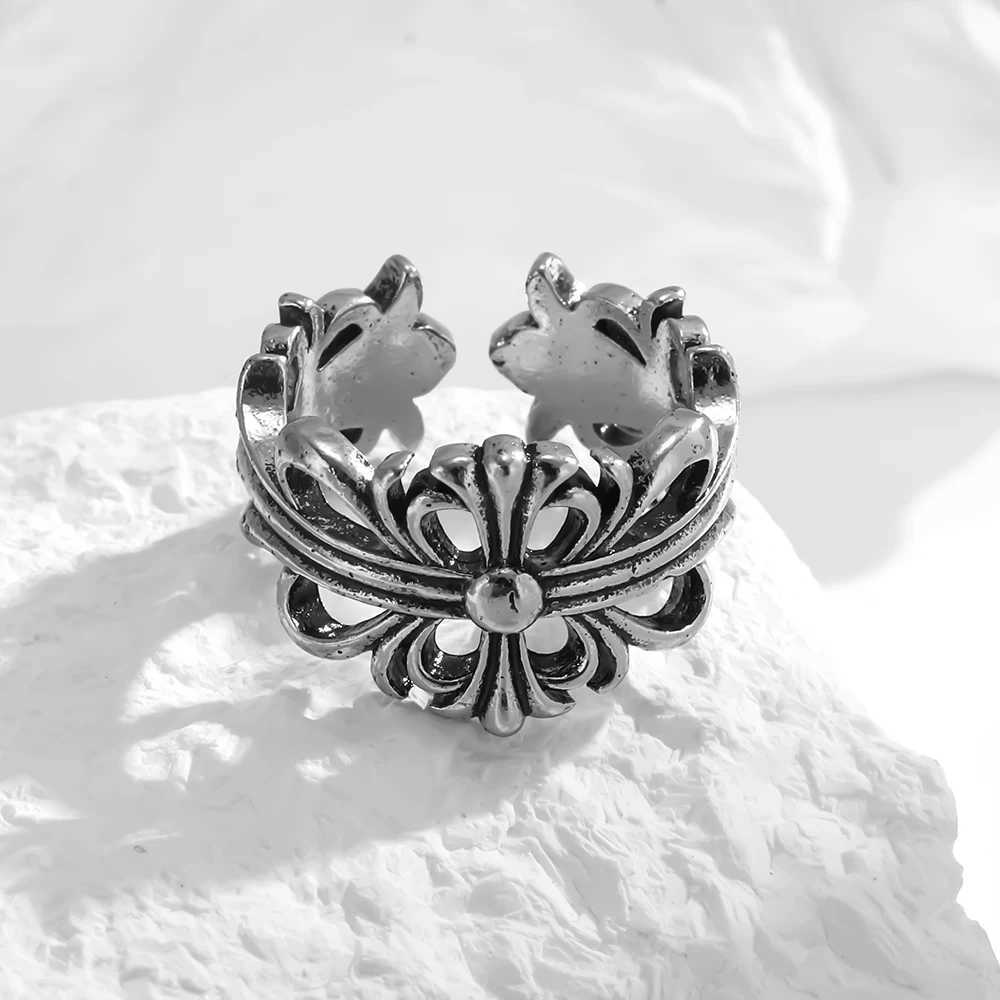 New retro opening ring cross men and women fashion personality net red couple index finger ringXJ251230