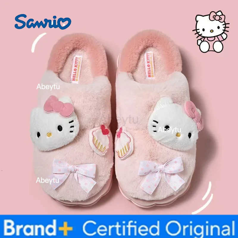 Sanrio Plush Slippers Hello Kittys Kawaii Cute Student Autumn Winter Bedroom Soft Padded Plush Bedroom Aldult Shoes Girls Xmas H251230