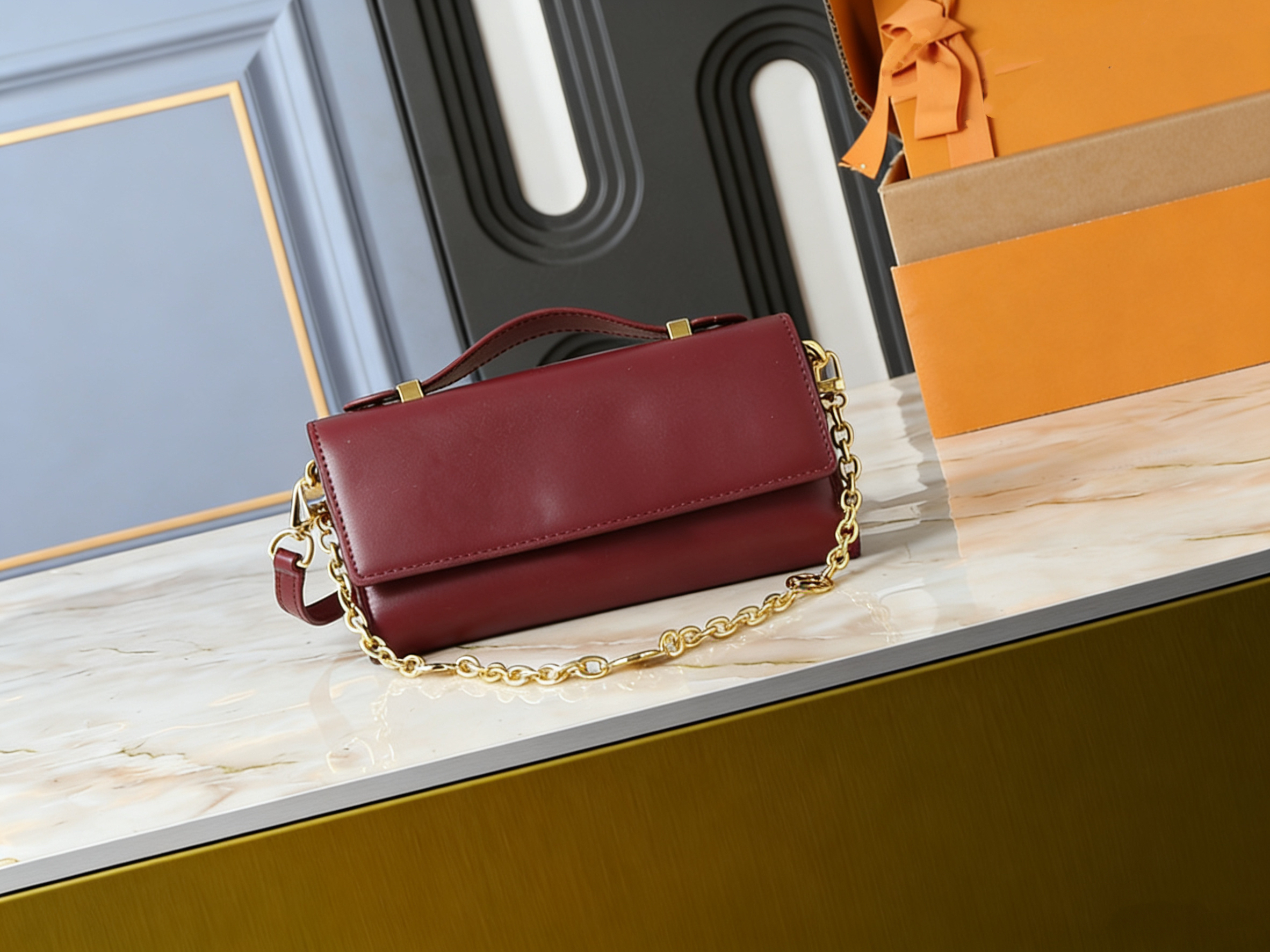 Designer lady's single-shoulder bag, luxury lady's chain bag, lady's handbag, high-quality leather bag