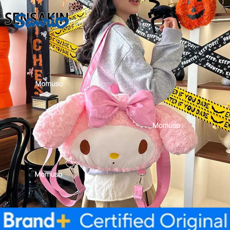 Sanrio Anime Melody Tote Bag Sweet Kawaii Girl Shoulder Bag Plush Student Backpack Pink Large Capacity Handbag Cartoon Cute Gift H2512301