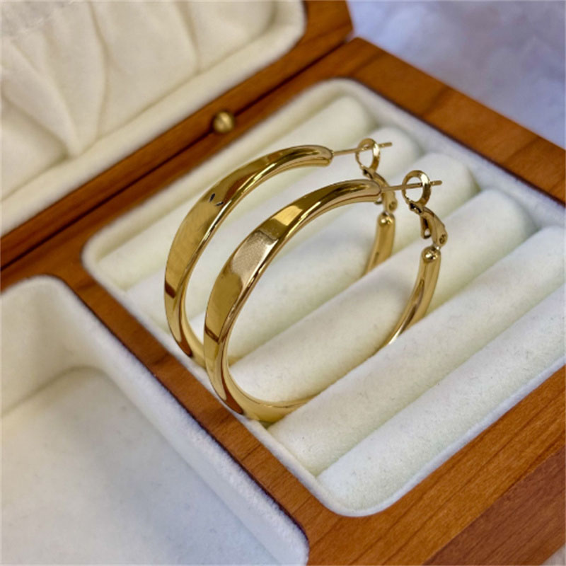 Gold Hoop Earrings for Women Hypoallergenic Hoop Earrings Stainless steel letter large circle Ear brace