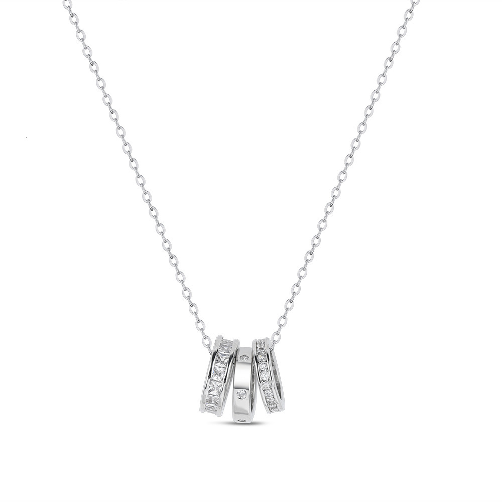 Luxury Brand Designer Jewelry Hot-Selling Micro-Inlaid Sparkling Diamond Three-Ring Slim Waist Necklace Elegant Simple Light Luxury Niche Design Colla